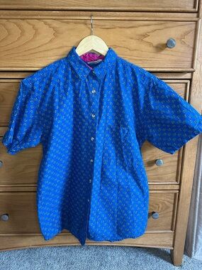 Vintage Sudden Impact  Womens Button Down Short Sleeve Shirt Size Medium Cotton